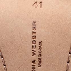 Pre Owned Sophia Webster White/Rose Gold Leather Evangeline Laser Cut Angel Wing Ankle Strap Sandals Size 41