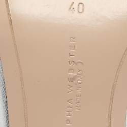 Sophia Webster Silver Leather Rosalind Crystal Heel Ankle Strap Open Toe Sandals Size 40
