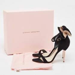 Pre Owned Sophia Webster Black Suede Chiara Bow Ankle Strap Sandals Size 39