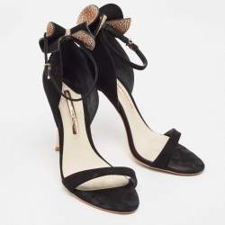 Pre Owned Sophia Webster Black Suede Chiara Bow Ankle Strap Sandals Size 39