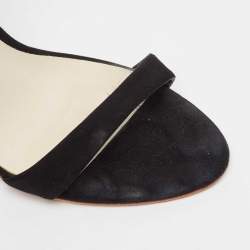 Pre Owned Sophia Webster Black Suede Chiara Bow Ankle Strap Sandals Size 39