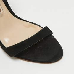 Pre Owned Sophia Webster Black Leather and Suede Evangeline Ankle Strap Sandals Size 37
