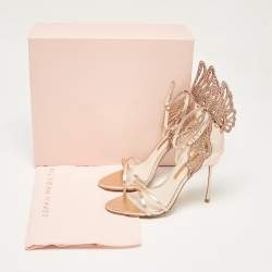 Sophia Webster Metallic Leather and Crystal Embellished Butterfly Ankle Strap Sandals Size 39
