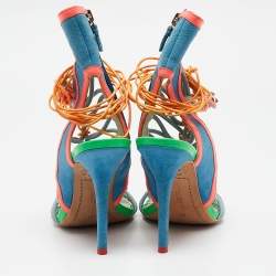 Sophia Webster Multicolor Patent Leather and Suede Lacey Ankle Strap Sandals Size 40