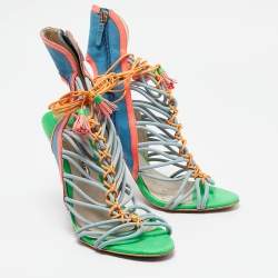 Sophia Webster Multicolor Patent Leather and Suede Lacey Ankle Strap Sandals Size 40