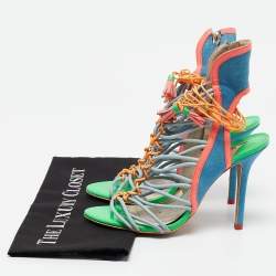 Sophia Webster Multicolor Patent Leather and Suede Lacey Ankle Strap Sandals Size 40