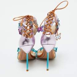 Sophia Webster Metallic Multicolor Leather Harmony Butterfly Ankle Cuff Sandals Size 40