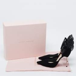 Pre Owned Sophia Webster Black Leather and Suede Flutura D'orsay Pumps Size 39