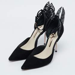 Pre Owned Sophia Webster Black Leather and Suede Flutura D'orsay Pumps Size 39