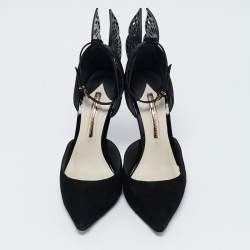 Pre Owned Sophia Webster Black Leather and Suede Flutura D'orsay Pumps Size 39