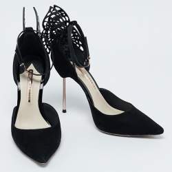 Pre Owned Sophia Webster Black Leather and Suede Flutura D'orsay Pumps Size 39
