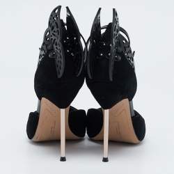 Pre Owned Sophia Webster Black Leather and Suede Flutura D'orsay Pumps Size 39