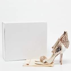 Pre Owned Sophia Webster White/Rose Gold Leather Evangeline Ankle Strap Sandals Size 36
