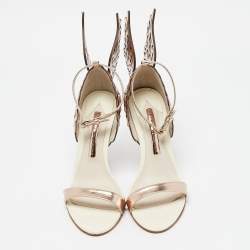Pre Owned Sophia Webster White/Rose Gold Leather Evangeline Ankle Strap Sandals Size 36