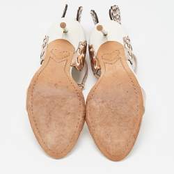 Pre Owned Sophia Webster White/Rose Gold Leather Evangeline Ankle Strap Sandals Size 36