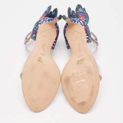 Sophia Webster Multicolor Embroidered Fabric and Leather Chiara Butterfly Sandals Size 36.5