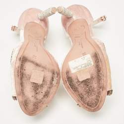 Pre Owned Sophia Webster Pink Leather and Velvet Royalty Ankle Strap Sandals Size 36