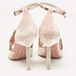 Pre Owned Sophia Webster Pink Leather and Velvet Royalty Ankle Strap Sandals Size 36