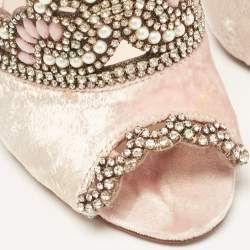 Pre Owned Sophia Webster Pink Leather and Velvet Royalty Ankle Strap Sandals Size 36