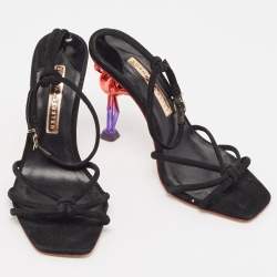 Sophia Webster Black Suede Flo Flamingo Sandals Size 37