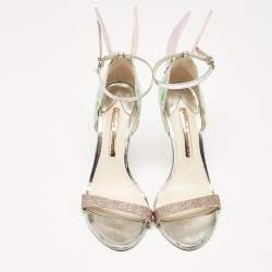 Pre Owned Sophia Webster Multicolor Leather and Glitter Chiara Sandals Size 38.5