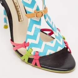 Sophia Webster Multicolor Zig Zag Print Leather Ankle Strap Sandals Size 36