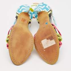 Sophia Webster Multicolor Zig Zag Print Leather Ankle Strap Sandals Size 36