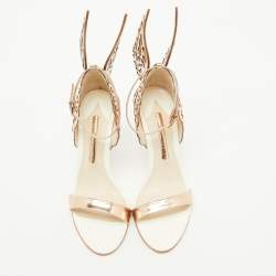 Pre Owned Sophia Webster Metallic Leather Evangeline Ankle Strap Sandals Size 37