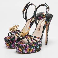 Sophia Webster Multicolor Canvas Mariposa Ankle Strap Sandals Size 38