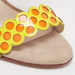 Sophia Webster Multicolor Round Cut Out Patent Leather Beaded Heel Sandals Size 37.5