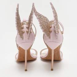 Sophia Webster Pink Glitter and Leather Chiara Butterfly Ankle Strap Sandals Size 38