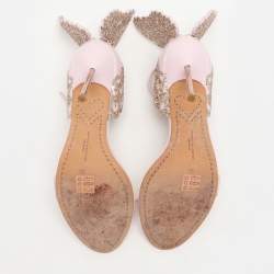 Sophia Webster Pink Glitter and Leather Chiara Butterfly Ankle Strap Sandals Size 38