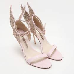 Sophia Webster Pink Glitter and Leather Chiara Butterfly Ankle Strap Sandals Size 38