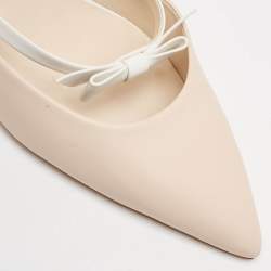 Sophia Webster Beige/White Leather Bow Mules Size 38
