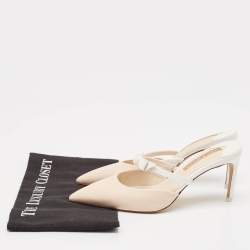 Sophia Webster Beige/White Leather Bow Mules Size 38
