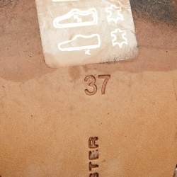 Pre Owned Sophia Webster Metallic Gold/White Leather Evangeline Ankle Strap Sandals Size 37