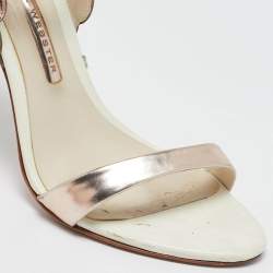 Pre Owned Sophia Webster Metallic Gold/White Leather Evangeline Ankle Strap Sandals Size 37