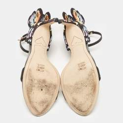 Pre Owned Sophia Webster Multicolor Embroidered Leather Chiara Ankle Strap Sandals Size 40