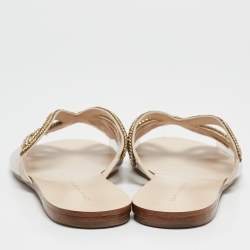 Pre Owned Sophia Webster Transparent PVC Madame Crystal Embellished Slide Flats Size 38