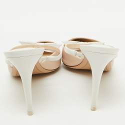 Sophia Webster Beige/White Leather Pointed Toe Mules Size 41