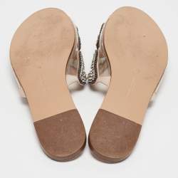 Sophia Webster Transparent PVC Crystal Embellished Madame Butterfly Flat Sandals Size 40