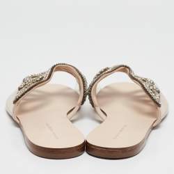 Sophia Webster Transparent PVC Crystal Embellished Madame Butterfly Flat Sandals Size 40