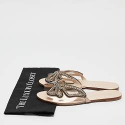 Sophia Webster Transparent PVC Crystal Embellished Madame Butterfly Flat Sandals Size 40