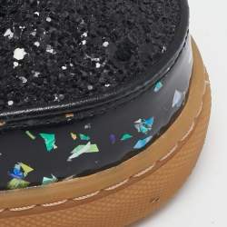 Pre Owned Sophia Webster Black Patent Leather and Glitter Snow Boots Size 39