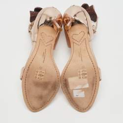 Pre Owned Sophia Webster Gold Leather Maya Ankle Strap Sandals Size 37