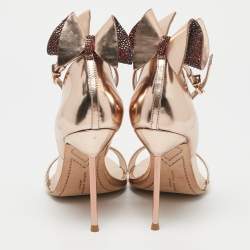 Pre Owned Sophia Webster Gold Leather Maya Ankle Strap Sandals Size 37