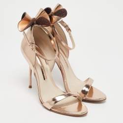Pre Owned Sophia Webster Gold Leather Maya Ankle Strap Sandals Size 37