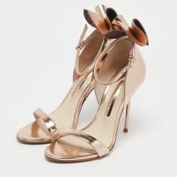 Pre Owned Sophia Webster Gold Leather Maya Ankle Strap Sandals Size 37