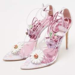 Sophia Webster X Love Shack Fancy Multicolor PVC and Leather Wildflower Ankle Wrap Sandals Size 41