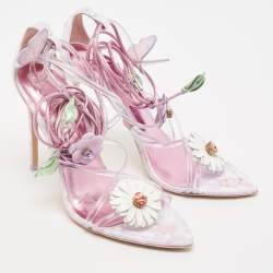 Sophia Webster X Love Shack Fancy Multicolor PVC and Leather Wildflower Ankle Wrap Sandals Size 41